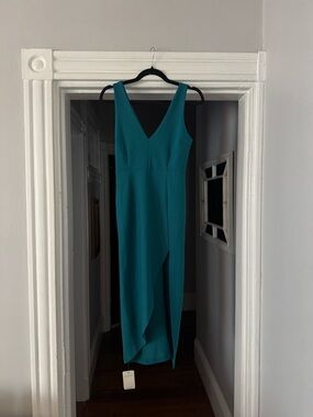 A&F Teal V-Neck Wedding Guest Dress